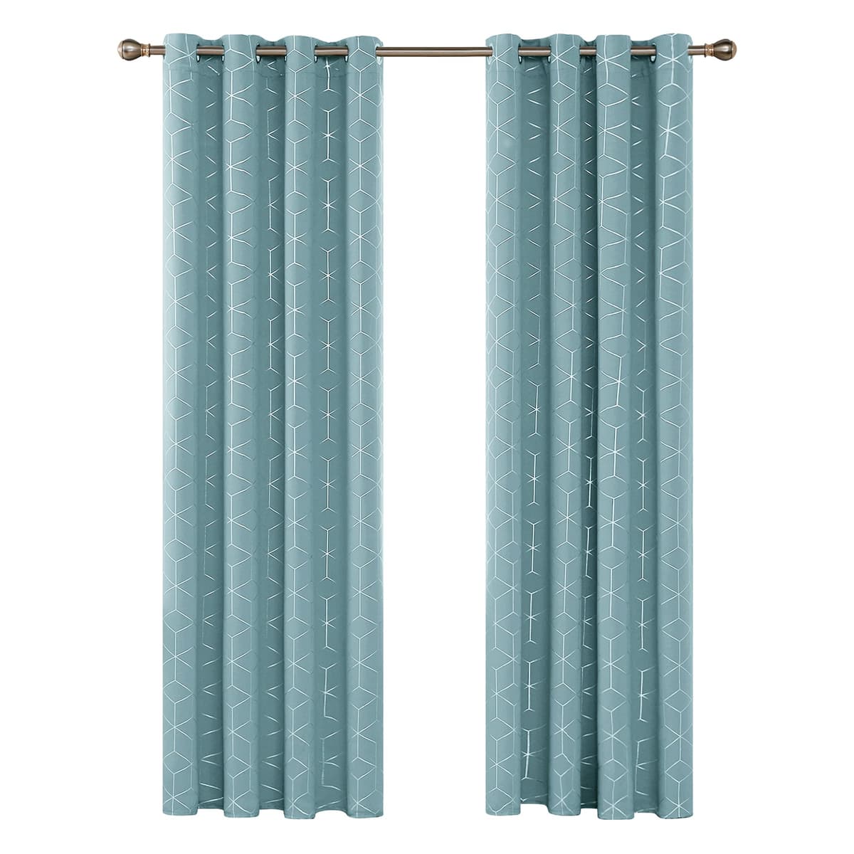 Deconovo Blackout Curtains, Eyelet Curtains, Diamond Foil Printed Energy Saving Curtains for Bedroom, 52 x 90 Inch(Width x Length), Sky Blue, One Pair — view 3