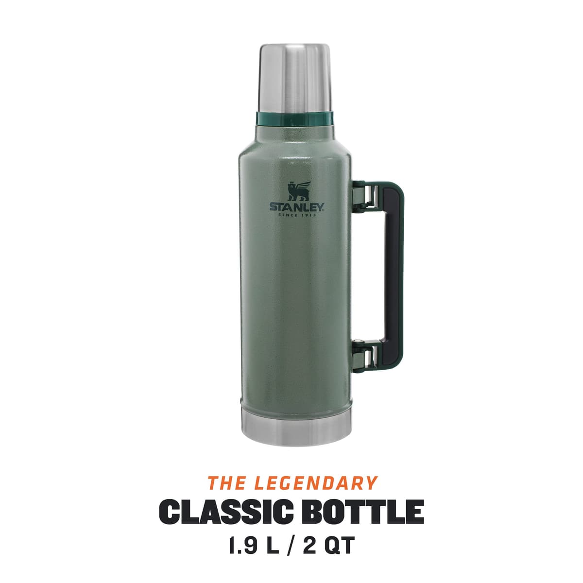 Stanley 1913 Classic Legendary Thermal Flask 1.9L - Keeps Hot Or Cold for 45 Hours - BPA-Free Insulated Bottle - Stainless Steel Coffee Flask - Leakproof - Dishwasher Safe - Green — view 3
