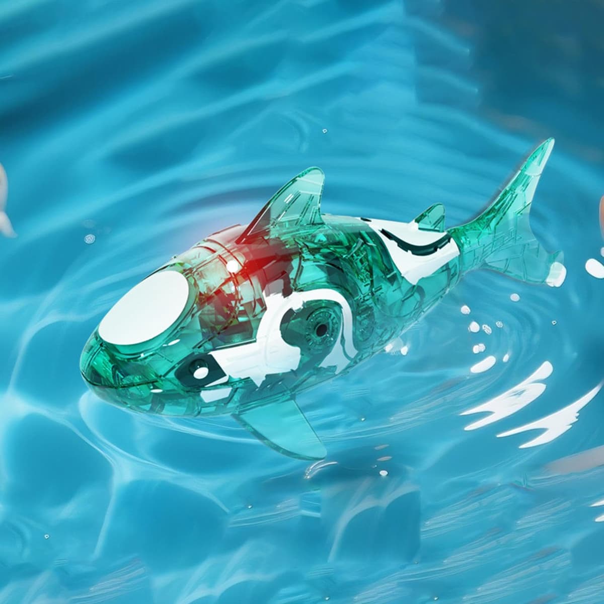 Robot Fish Toy - Automatic Interactive Bath Toy for Kids | Realistic Motion Design with LED Effect, Water Activated Light Up Swimming Shark, Floating Aquarium for Pool Bathtub Play Toys — view 3