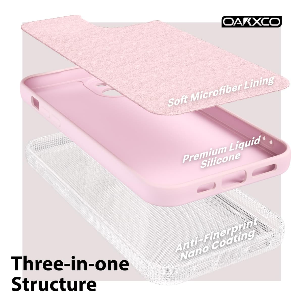 oakxco for iPhone 17 Pro Max Phone Case Liquid Silicone, Cute Thin Slim Grip Soft Rubber Gel for Women Men, Smooth Matte TPU Plain Solid Color Girly Simple Case with Camera Cover, Light Pink — view 1109