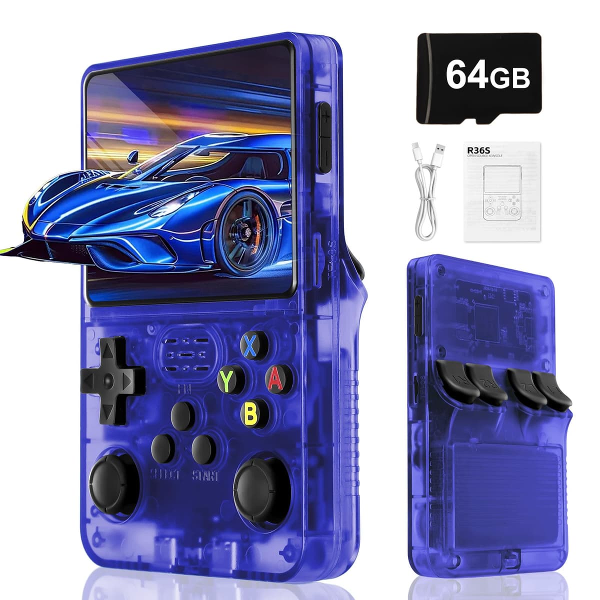 Retro Video Game Console R36S-3000 mAhBattery,3.5 Inch HD Screen,64GB TF Card,Open Source Linux Operating System, 20000+ Classic Video Games-Red — view 9