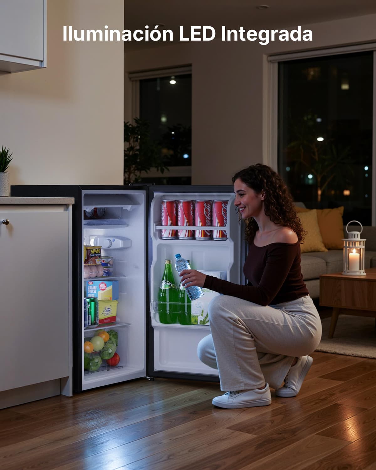 Upstreman 85L Frigorífico Sin Congelador, 0-12°C 5-niveles Regulación de Temperatura, LED-Beleuchtung, 39 dB Silencioso, Energéticamente Eficiente para Dormitorio, Oficina, Cocina, CR85-Negro — view 4