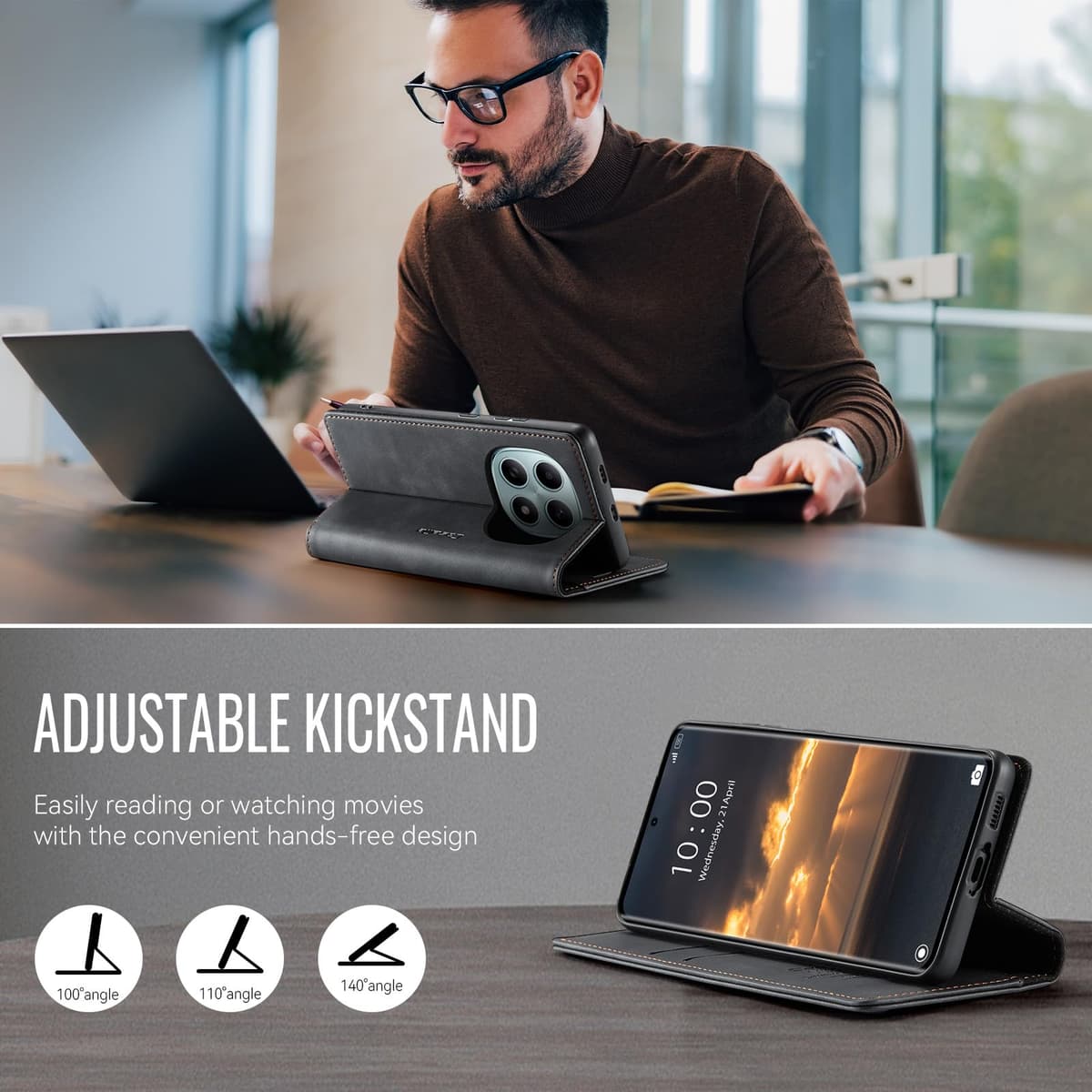 owlhold Funda para Xiaomi Redmi Note 15 4G/5G,Funda Avanzado PU Piel [Bloqueo RFID][Tarjetas y Billetera][Soporte Plegable][Cierre Magnético] Antigolpes Libro Case Carcasa para Redmi Note 15 -Negro — view 7
