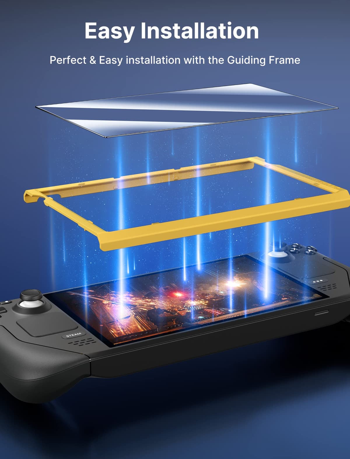 JSAUX Protector Pantalla Compatible con Steam Deck LCD & OLED [2 Piezas], Cubierta Integral de Cristal Templado Fácil de Instalar con Marco guía (Versión Mejorada) — view 3