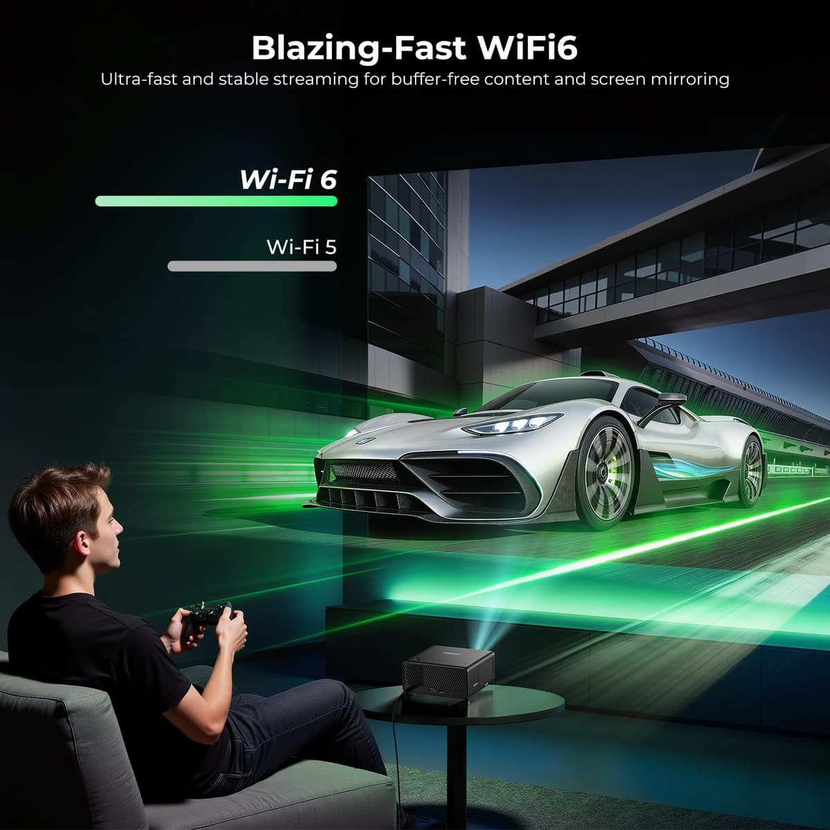 CiBest Mini Projector with WiFi and Bluetooth, Compatible with Netflix/YouTube/PrimeVideo, Electric Focus & Keystone, Short Throw Full HD 1080P Video Projector, Portable Outdoor/Indoor Use — view 5