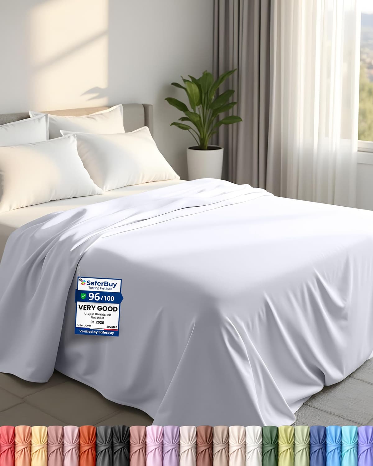 Utopia Bedding - Flat Sheet Double - Easy Care Soft Brushed Polyester - Microfiber Fabric - Wrinkle, Shrinkage, and Fade Resistant - White — view 27