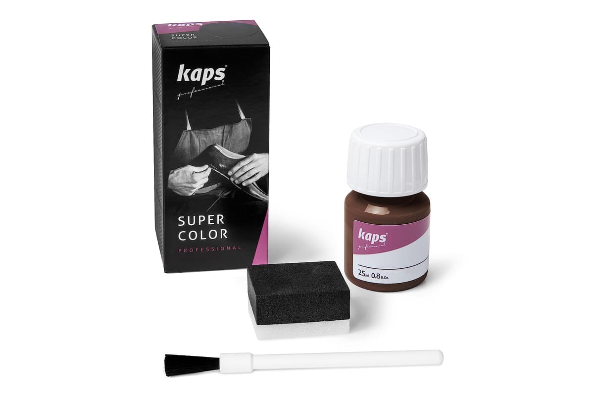Tinte para Zapatos y Bolsos de Cuero y Textil con Esponja y Brocha, Kaps Super Color, 70 Colores (117 - azul marino) — view 51