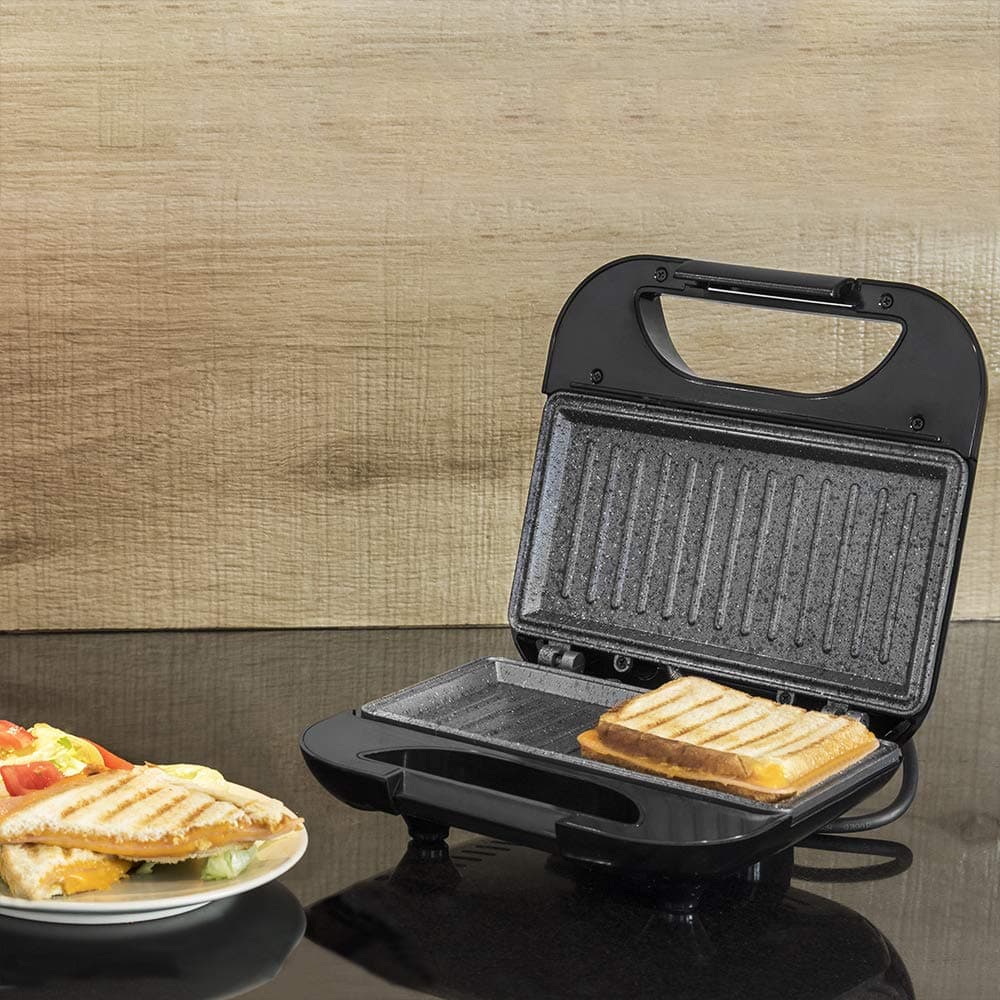 Cecotec Sandwich Maker with Non-Stick Coating Rock'nToast Square. 750 W, Stone Coating, Capacity for 2 Sandwiches and Grill Surface, Cold Touch Handle, Cable Catcher — view 4