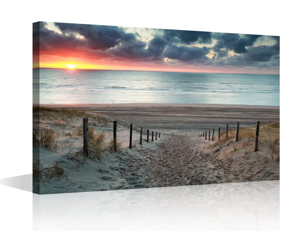 Wall Art for Living Room Beach Canvas Art Wall Decor Blue Sea Sunset Pictures Print on Canvas Natural Landscape Painting Seascape Artwork Stretched Framed Ready to Hang 12x18inch — view 25