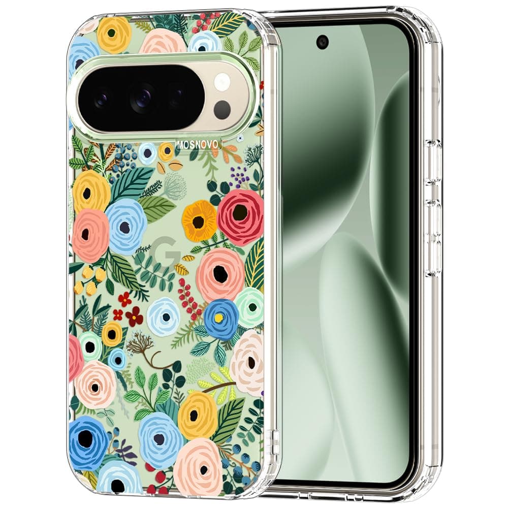 MOSNOVO Case for Google Pixel 9 & Pixel 9 Pro, [Buffertech 6.6ft Military-Grade Drop Protection] [Anti Peel Off Tech] Clear TPU Bumper Phone Case Cover Design - Eucalyptus — view 62