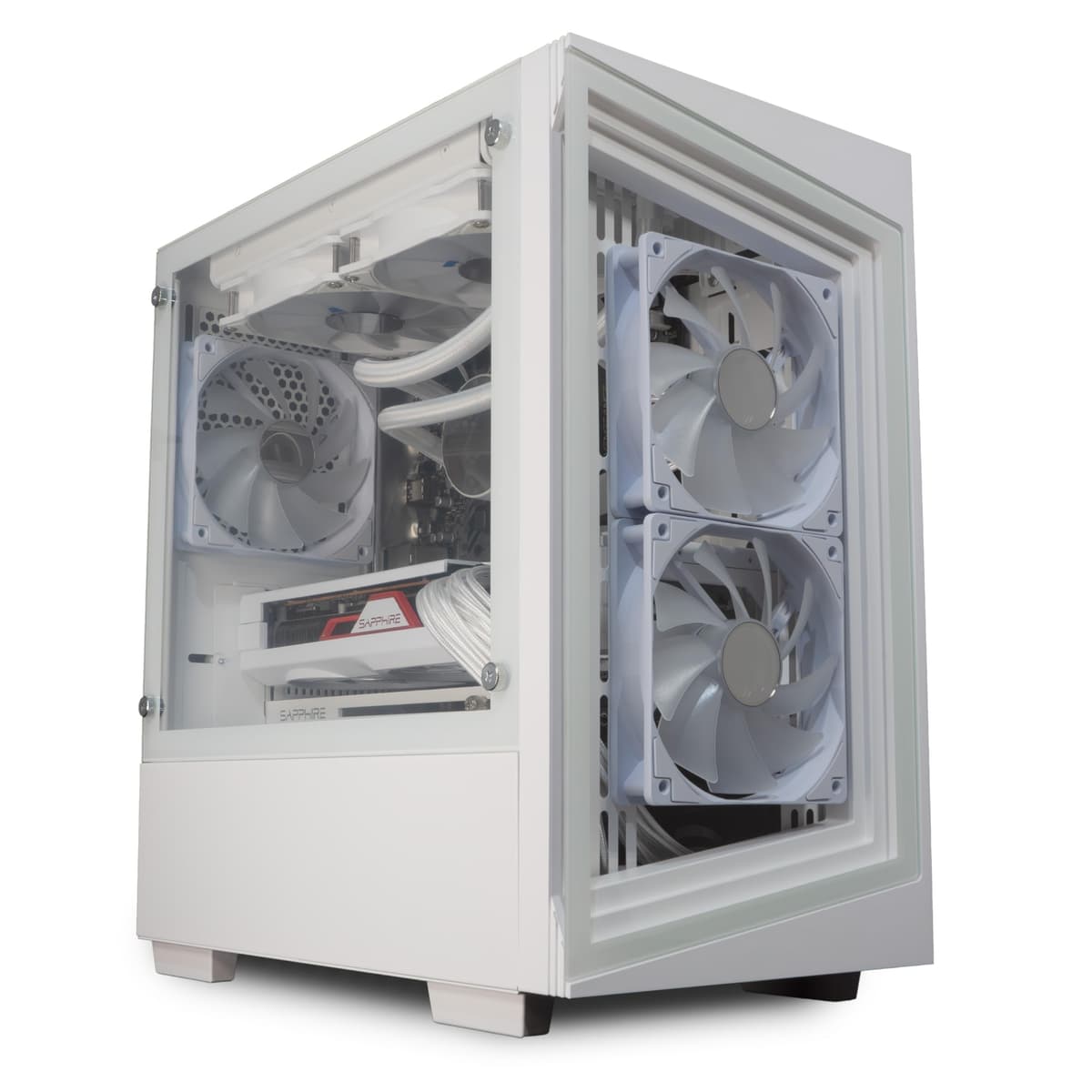 ionz Gaming PC - Desktop Computer, Ryzen 5 7600X, Radeon RX9060 XT, 32GB DDR5 RAM, 1TB NVMe SSD, 240mm AIO, 600W 80+ PSU, Windows 11, Wifi | White - G1 — view 2