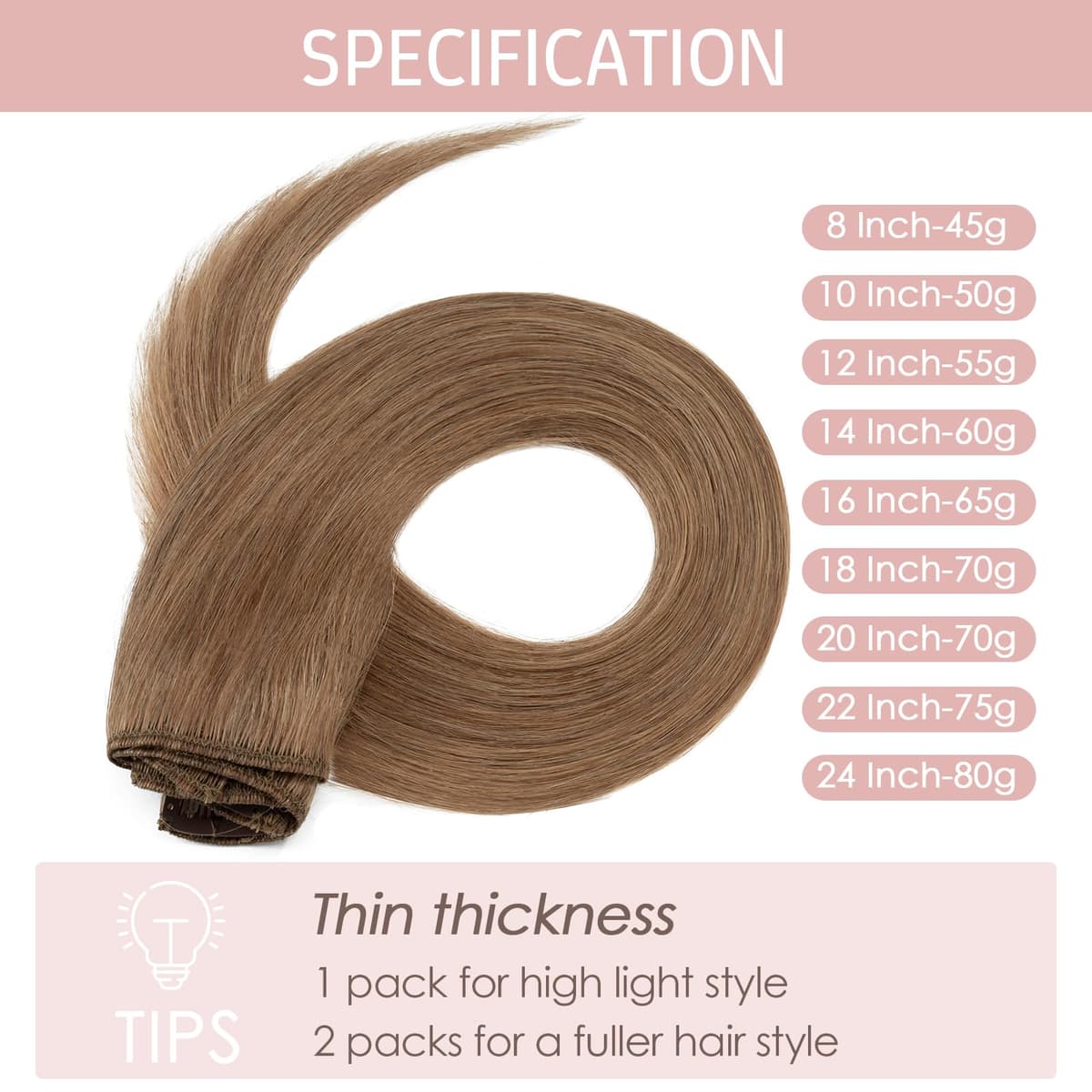 Silk-co 10inch Hair Extensions Clip in Hair Extension Human Hair #04 Medium Brown -Basic Thickness-Thin Weft- 8 Pieces Real Remy Straight Hair Extensions[50g] — view 141