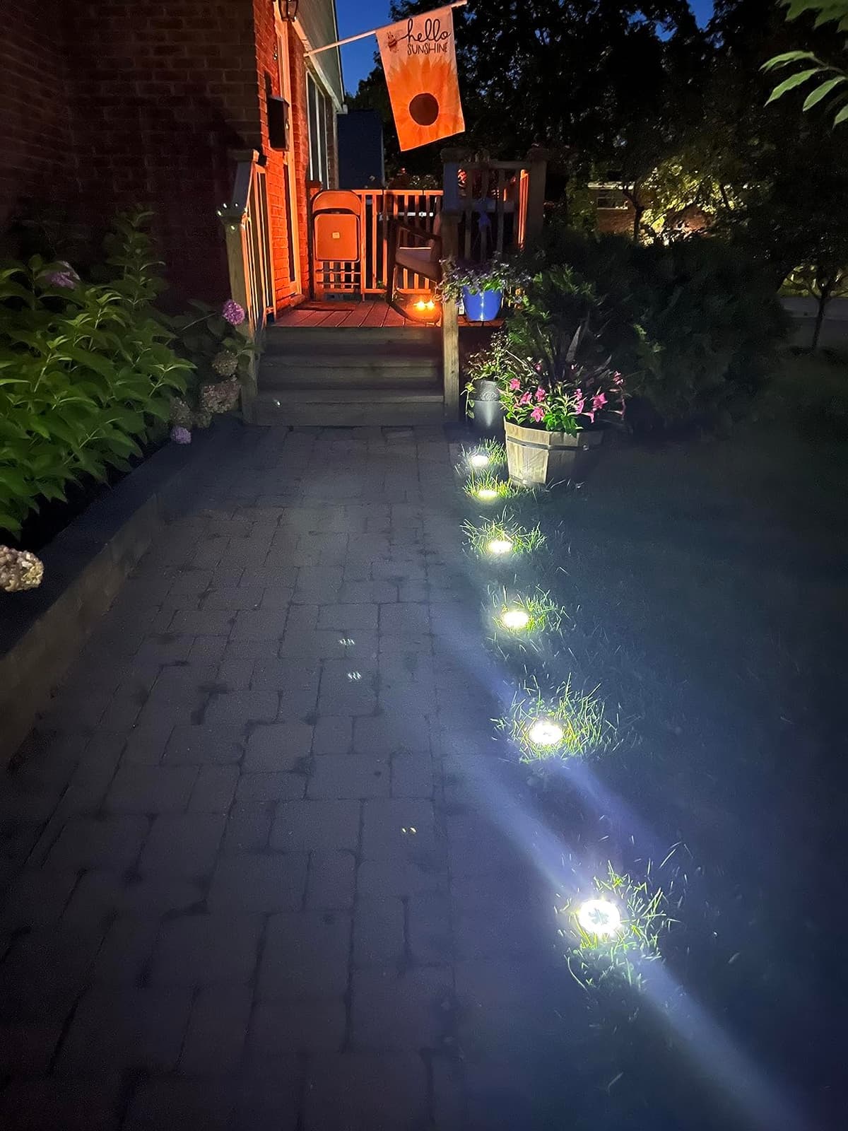 ZFITEI 12 Pack Solar Ground Lights Outdoor,8 LED Solar Garden Lights with 600mAh Battery & 8H Runtime for Lawn,Pathway（Bright White ） — view 7