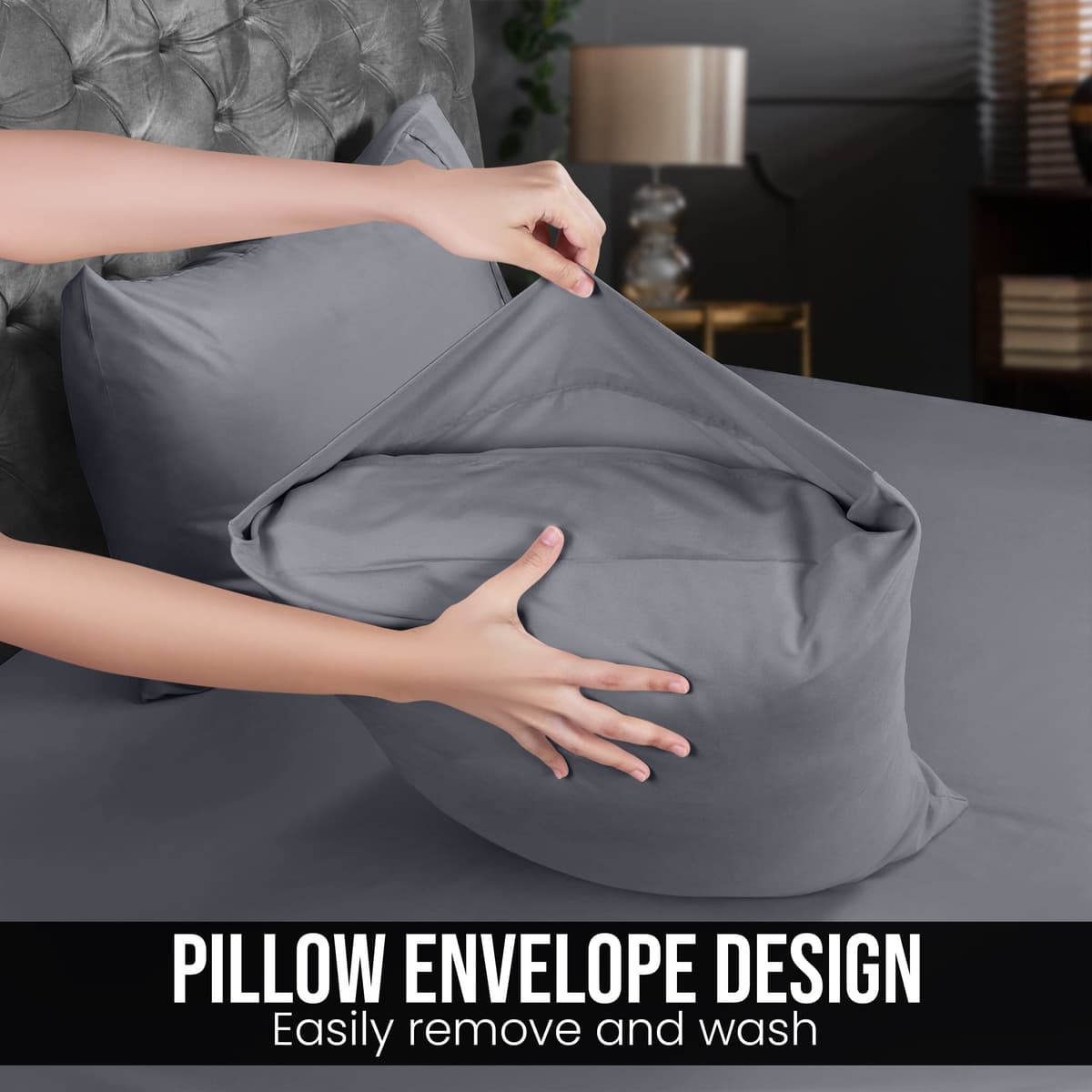 Utopia Bedding 3 Piece Single Bedding Set - Duvet Cover, Fitted Sheet with Pillow case - Soft Brushed Microfiber (Grey) — view 2