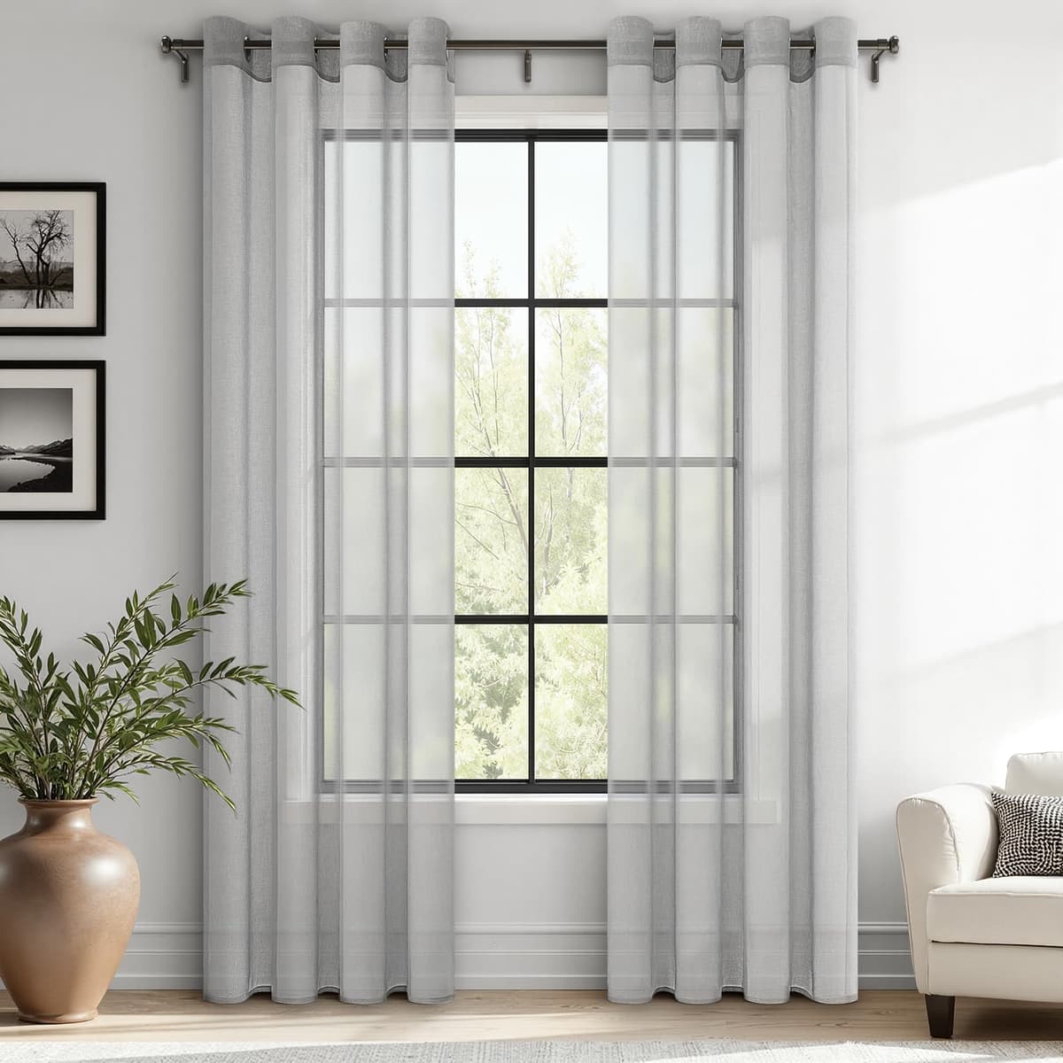 MRTREES Cortina para Ventana Dormitorio Translúcidas Visillos Paneles para Ventanas Sala para Niños Sala Comedor 2 Piezas 140×245cm Blanco — view 28