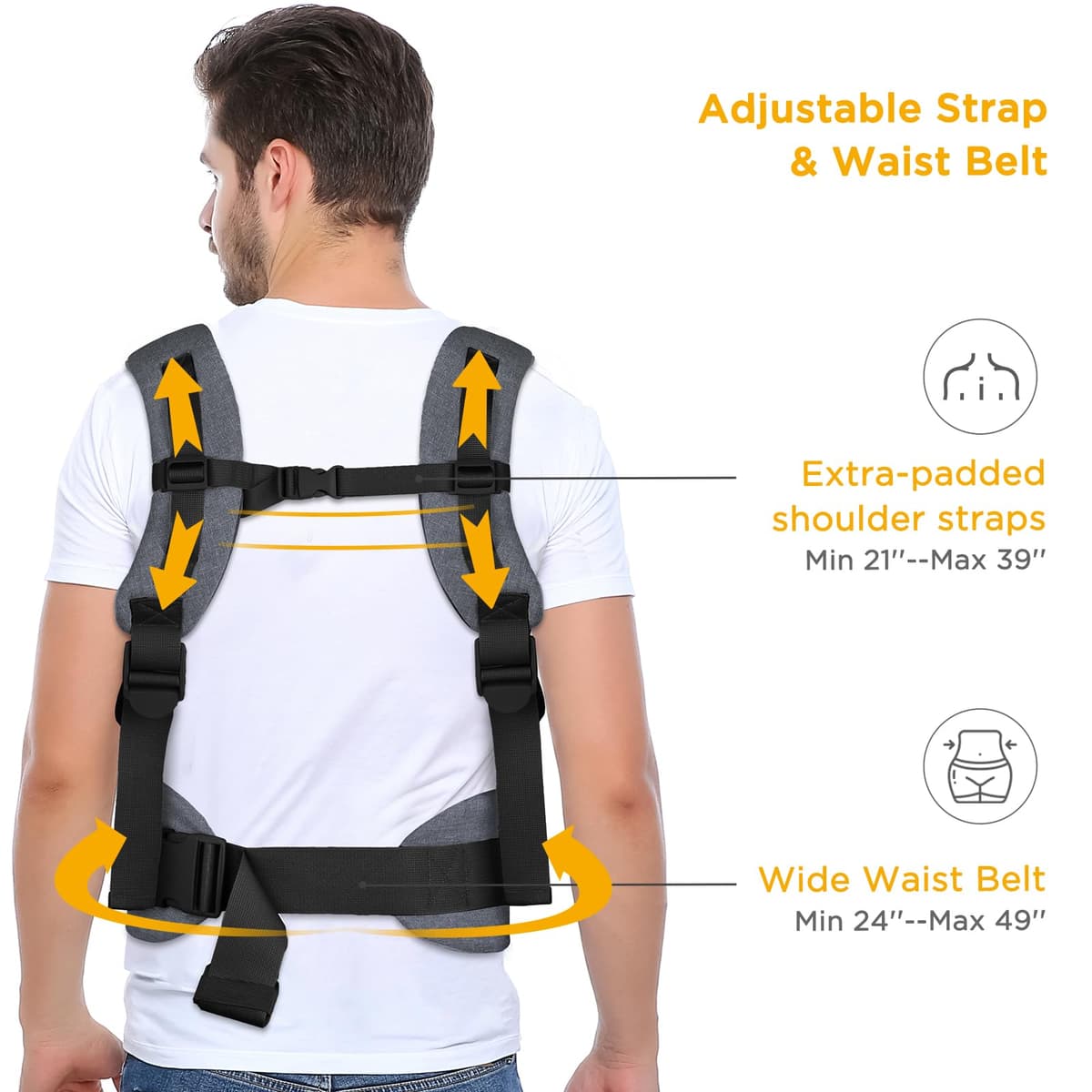 GAGAKU Mochila Portabebés Porta Bebes 0-36 meses Advanced 4 in 1 con Porteo Bebe Ergonómica Fácil de llevar con posibilidad de llevar al niño mirando hacia adelante y hacia atrás-Negro Gris Oscuro — view 4