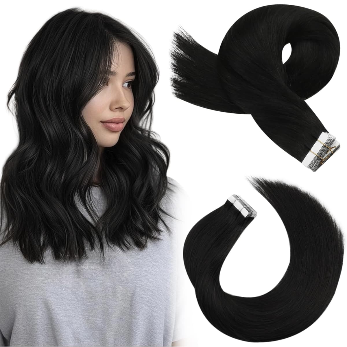 Moresoo Tape in Human Hair Extensions 20 Inch Highlight 50g/20pcs Tape in Hair Extensions Human Hair Ash Blonde with Platinum Blonde #P18/613 — view 82