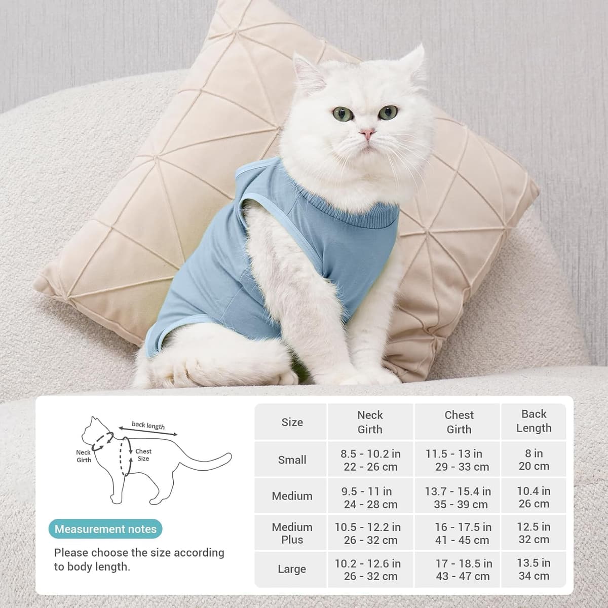 Avont Traje de Recuperación para Gatas Esterilizadas, Ropa Postoperatoria Protectora Antilamido, Chaleco para Cirugía y Heridas Abdominales (Gris Oscuro,L) — view 6