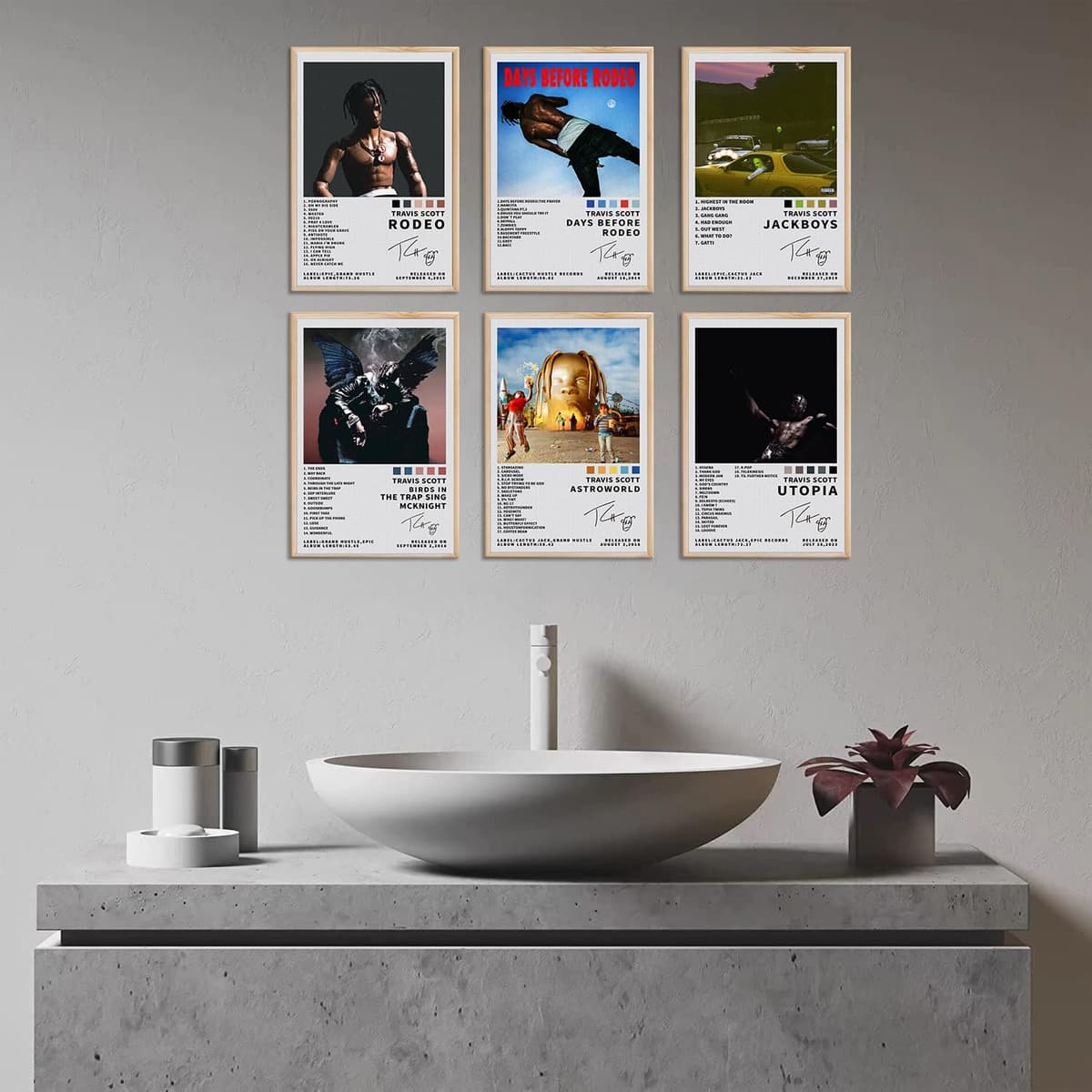 omle Travis Scott Signed Limited Poster Set of 6 - Album Cover Prints Canvas Wall Art for Room Aesthetic - Music Classroom Bedroom Wall Decor - Unframed 8x12 inch — view 3