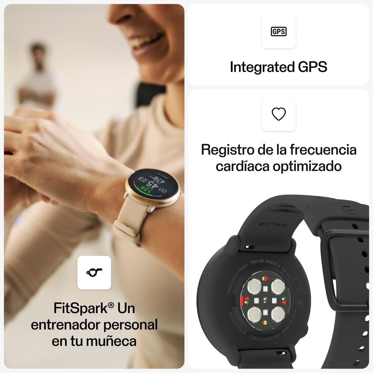 Polar Ignite 2- GPS Fitness Smartwatch - Registro de pulsaciones en muñeca, guía Entrenamientos, Seguimiento del sueño y la recuperación - Controles música, Tiempo, notificaciones — view 3