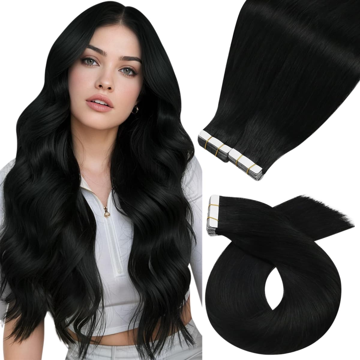 Moresoo Tape in Human Hair Extensions 20 Inch Highlight 50g/20pcs Tape in Hair Extensions Human Hair Ash Blonde with Platinum Blonde #P18/613 — view 39