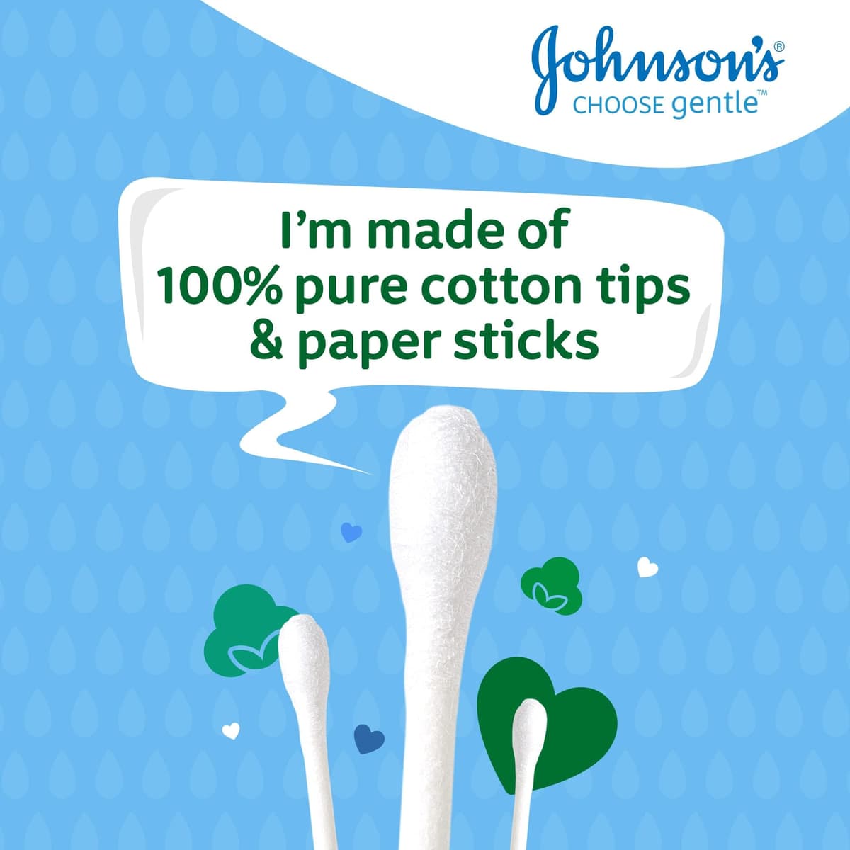 Johnson's Baby Cotton Buds (1 x Pack of 200) Soft & Gentle Ear Buds for Delicate Skin, Made of 100% Pure Cotton and Paper Sticks, Plastic-Free to Clean Delicate Areas, Around Eyes and Outer Ear — view 2