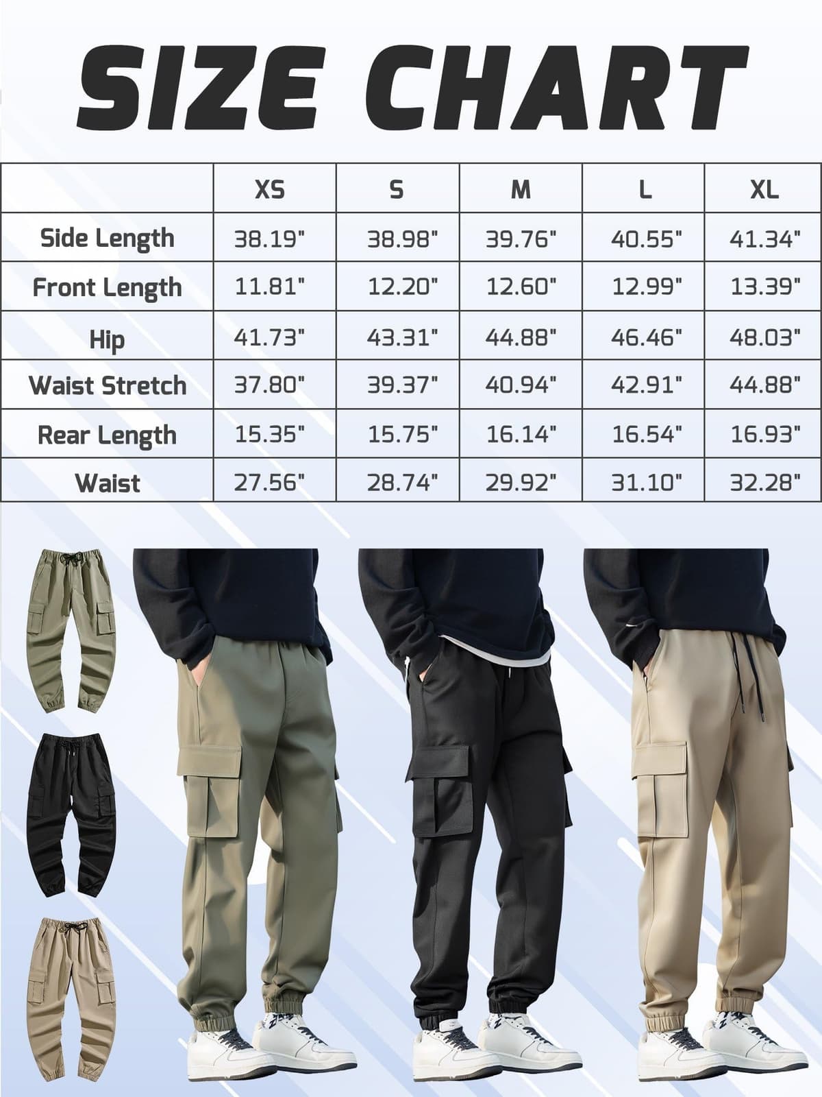 Pantalones cargo para hombre, cintura elástica, con múltiples bolsillos, para trabajo al aire libre — view 4