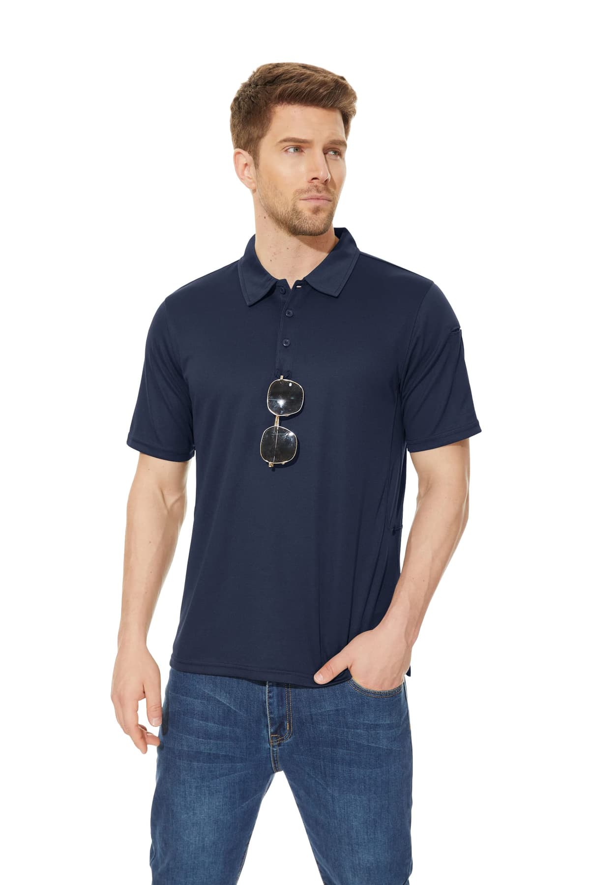 KEFITEVD Polos Transpirables para Hombre al Aire Libre Manga Corta Secado Rápido Camisetas de Camping — view 2