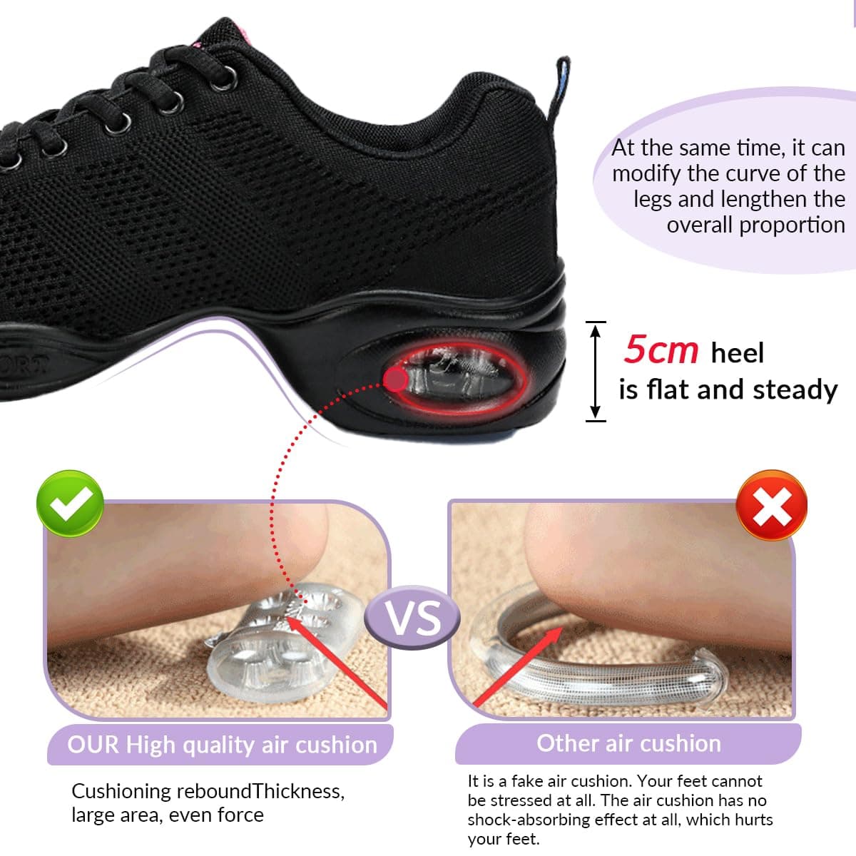 Hixingo Zapatillas de Deporte Jazz para Mujeres, Zapatos de Baile Antideslizantes Baile Sneaker Ligeros y Transpirables para Fitness y Entrenamiento de Danza — view 5