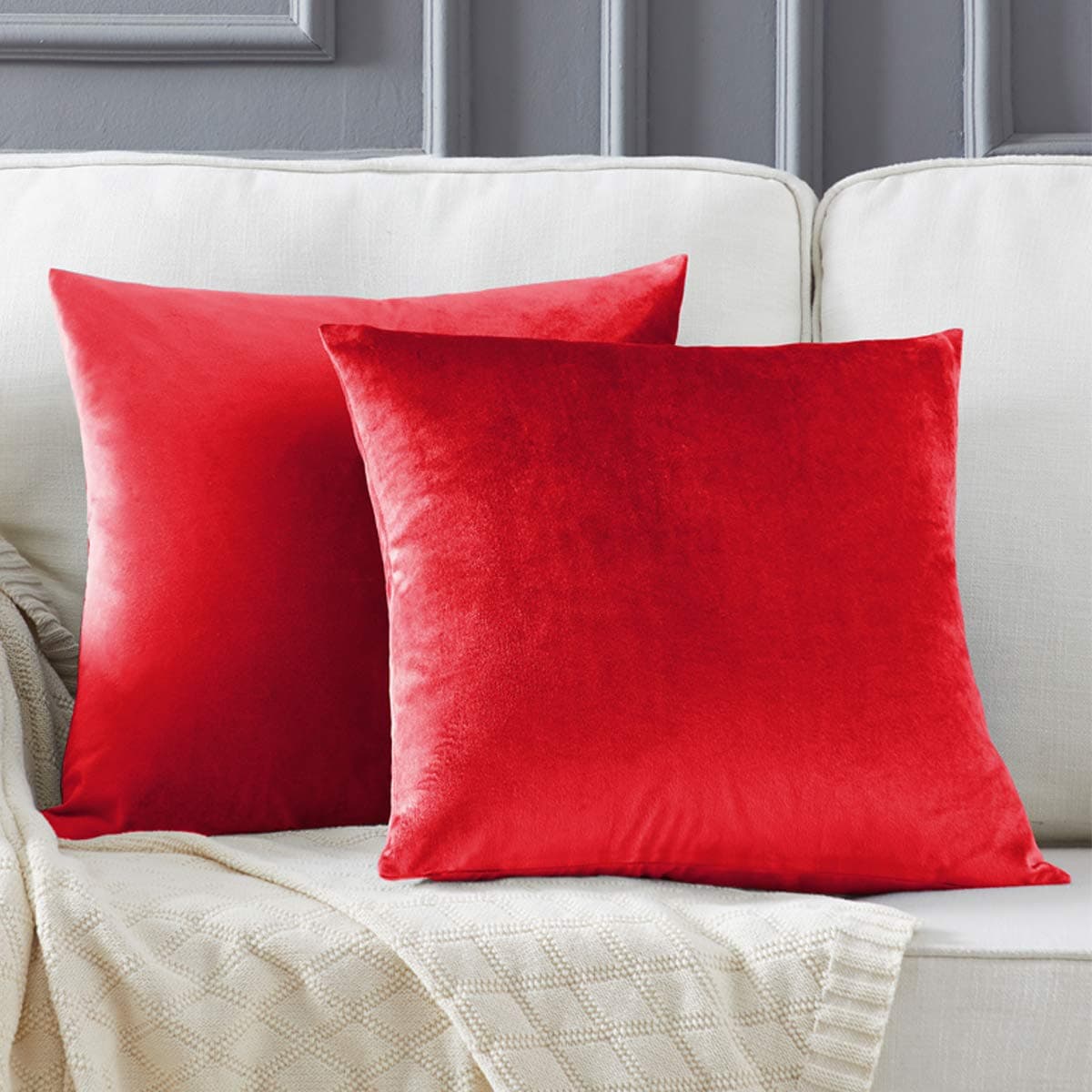Gris Oscuro Terciopelo Almohada Cubre Caso Suave decoración Fundas de de cojín para sofá Dormitorio Coche Cama Casa Decor 30x50cm ，Pack de 2 — view 40