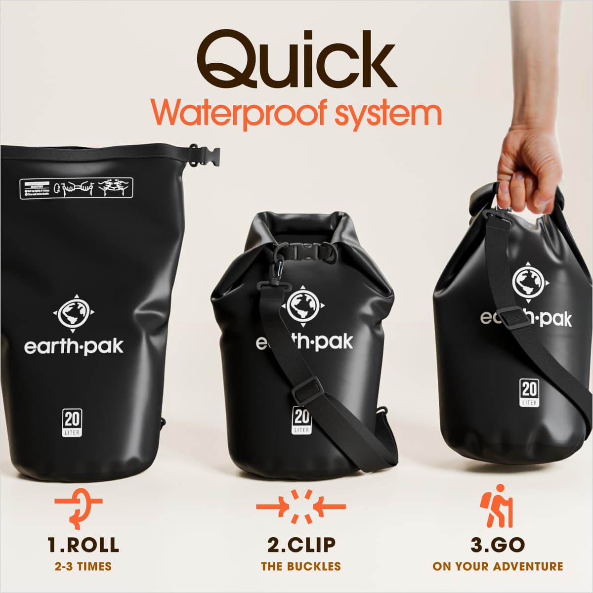 Earth Pak Waterproof Dry Bag - Roll Top Waterproof Backpack Sack Keeps Gear Dry for Kayak with Waterproof Phone Case — view 5
