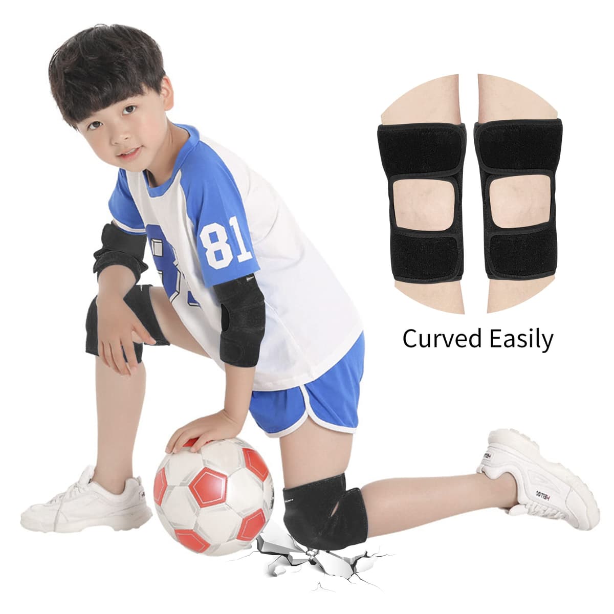ONTYZZ Niños Rodilleras Ajustable Niños Niñas Protector de Apoyo de Rodilla con Almohadilla SBR Engrosada Guardia Envuelve para el Ciclismo Cuesta Abajo Bailando Voleibol — view 5