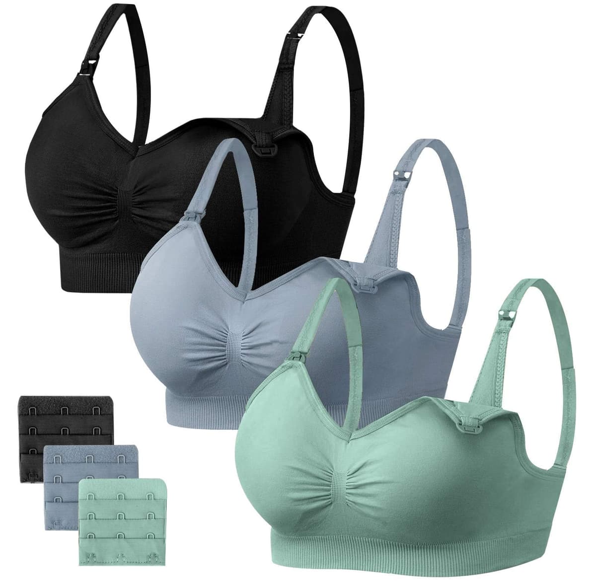 HBselect 3 Pack Women’s Nursing Bra Wireless Seamless Maternity Bra Breastfeeding Bras Bralette with Removable Bra Pads Extenders — view 14