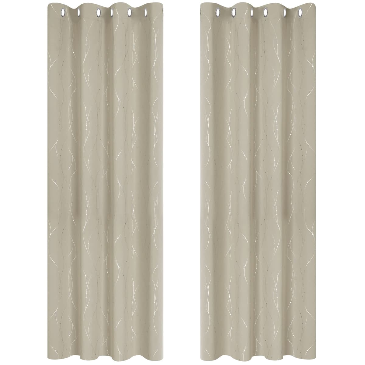 Deconovo Soft Dotted Line Foil Printed Blackout Curtains Thermal Insulated Curtains Eyelet Energy Efficiency Room Darkening Curtains for Bedroom 52 x 72 Inch Light Grey 2 Panels — view 81