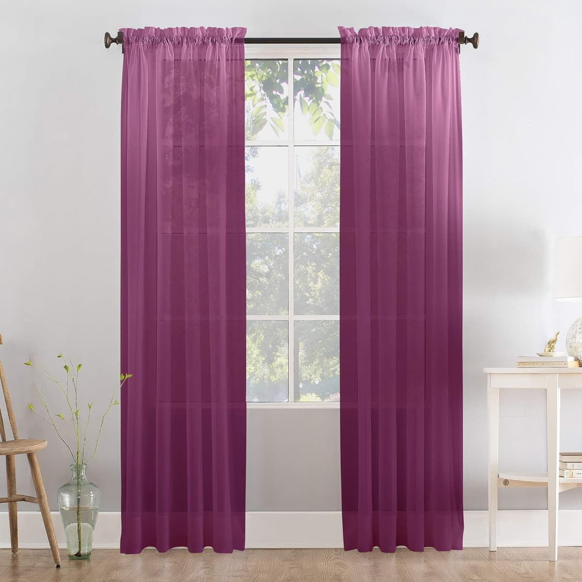 Megachest a pair of slot top voile curtains (Pure White, 56" wideX81 drop 2 Panels) — view 59