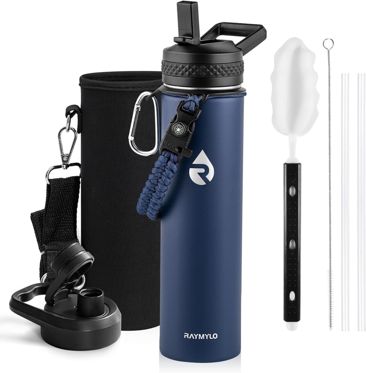RAYMYLO One Gallon Water Bottle Insulated, Triple Walled Vacuum Stainless Steel (Cold for 48 Hrs), Leak Proof & Non-BPA, Large Water Flask Jug with Paracord Handle & Straw Spout Lids — view 64