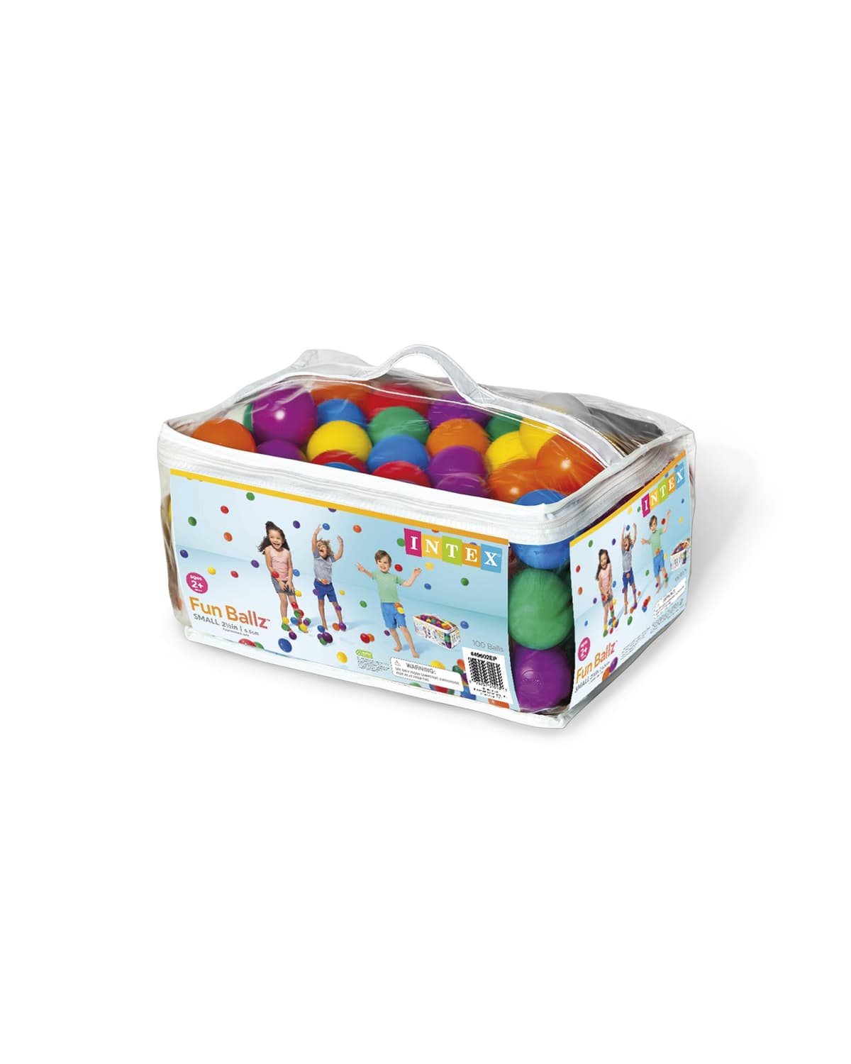 Intex Pack 100 Bolas Infantiles, Diámetro 6,5 cm, 6 Colores Surtidos, Plástico Resistente, Juego sensorial y motriz, Uso Interior y Exterior, Incluye Bolsa con asa, A Partir de 2 años (49602) — view 5