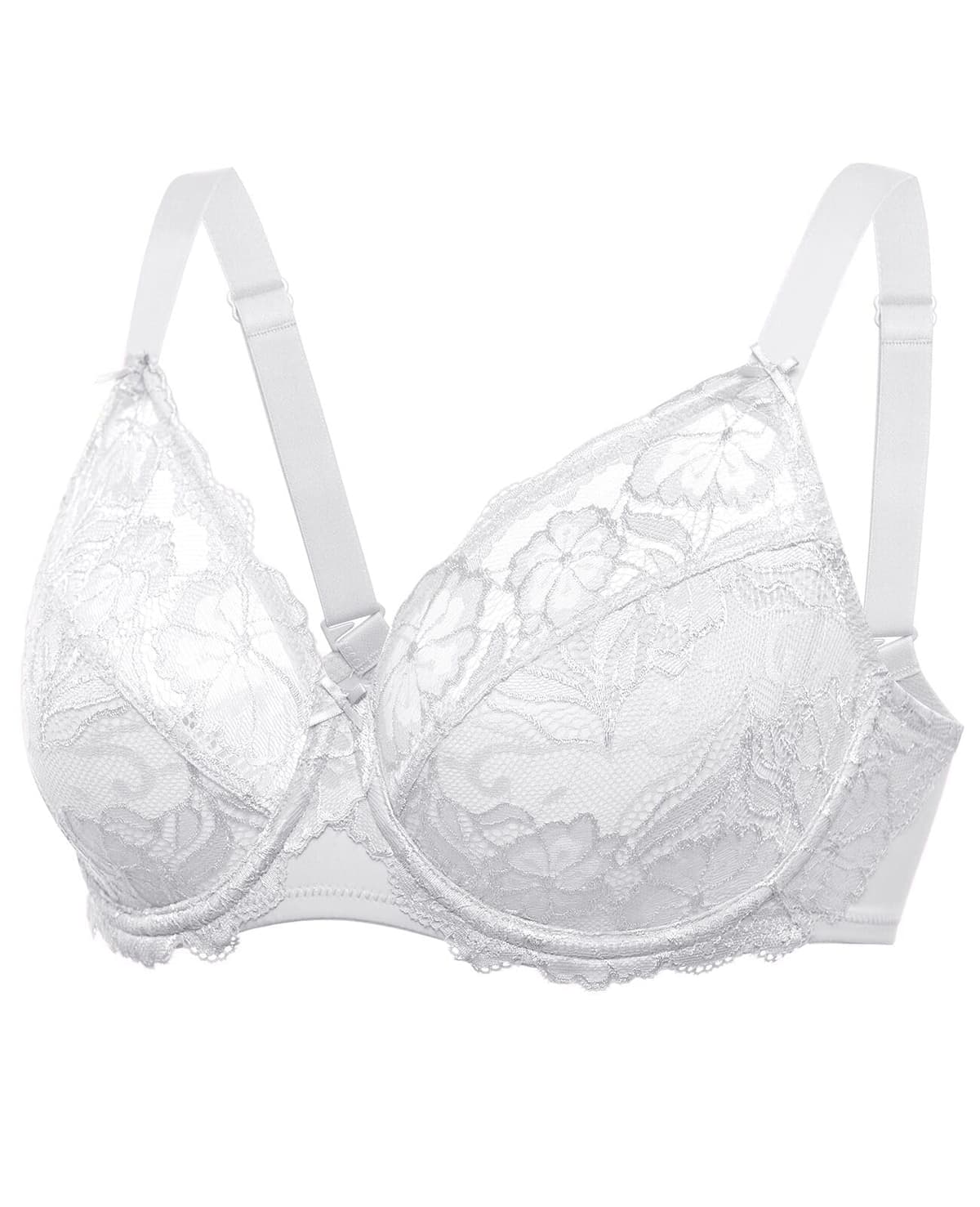 Delimira Women's Full Coverage Non-Foam Floral Lace Plus Size Underwired Bra — view 4
