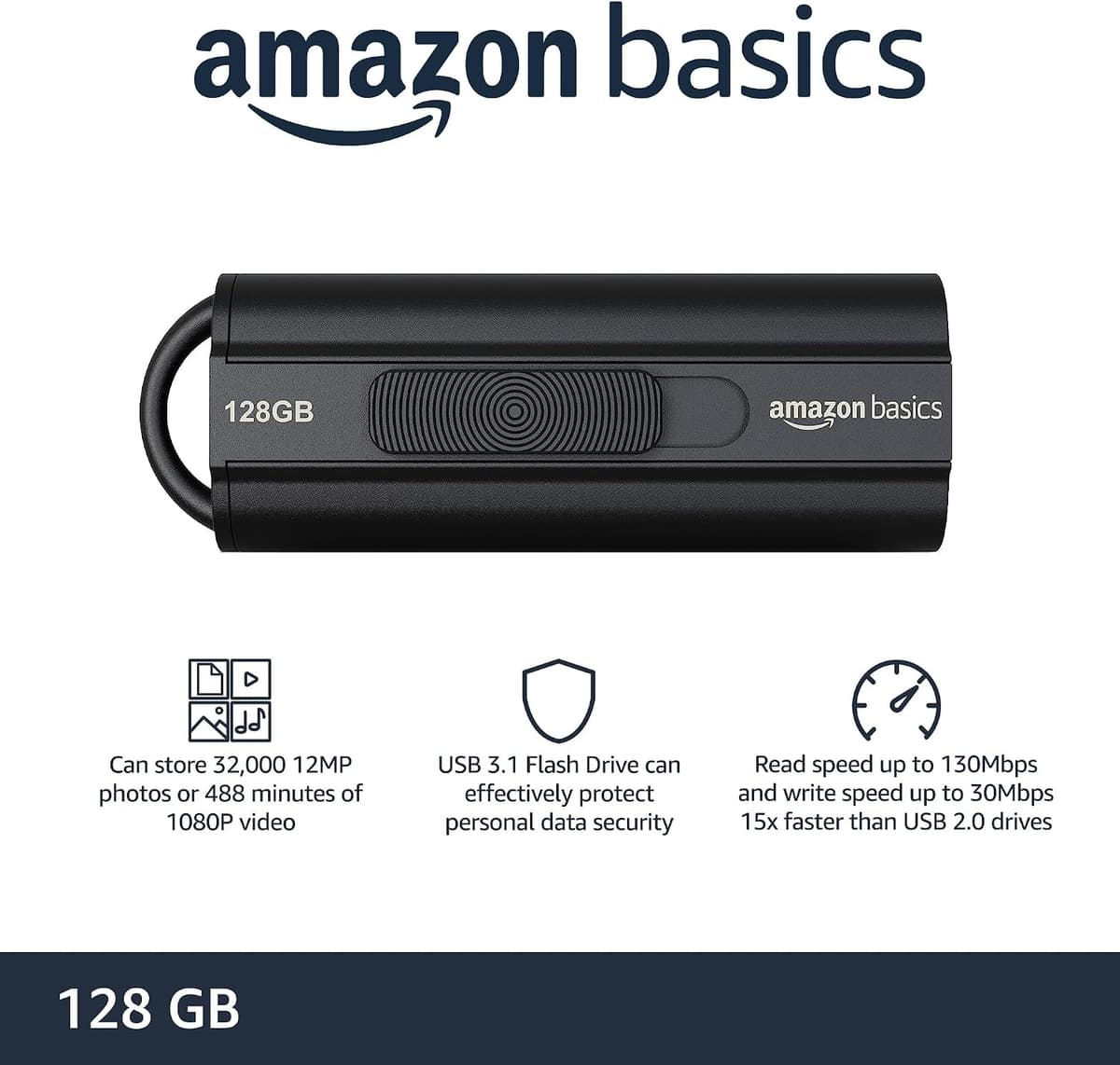 AmazonBasics 128GB Ultra Fast USB 3.1 Flash Drive 1 Pack