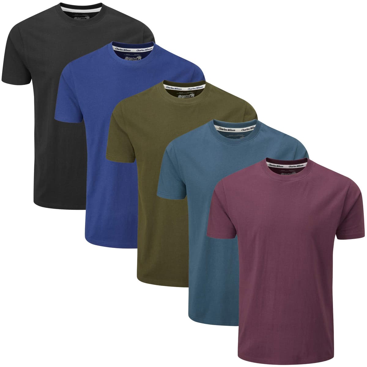Charles Wilson Paquete 5 Camisetas Cuello Redondo Lisas