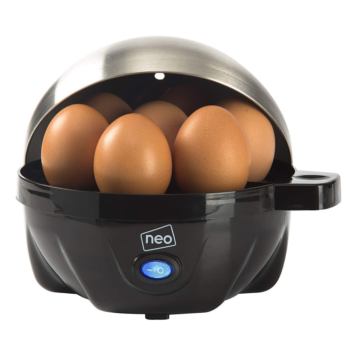Neo 3 in 1 Durable Kitchen Electric Egg Cooker, Boiler, Poacher Poached Boiled & Omelette Maker Metal Machine Steamer with Timer (Black and Silver) — view 8