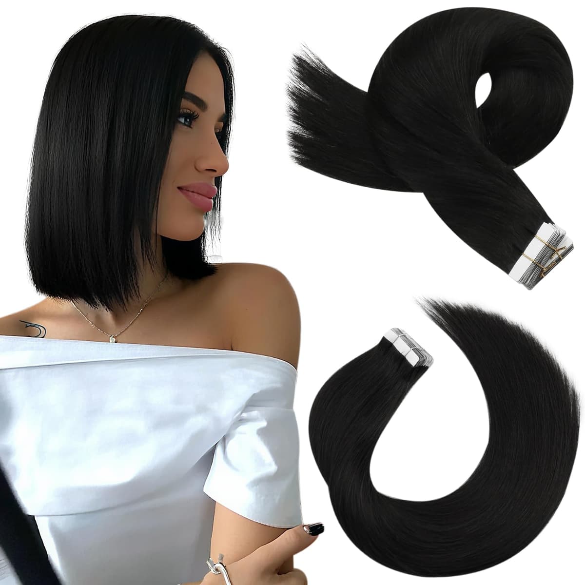 Moresoo Tape in Human Hair Extensions 20 Inch Highlight 50g/20pcs Tape in Hair Extensions Human Hair Ash Blonde with Platinum Blonde #P18/613 — view 68