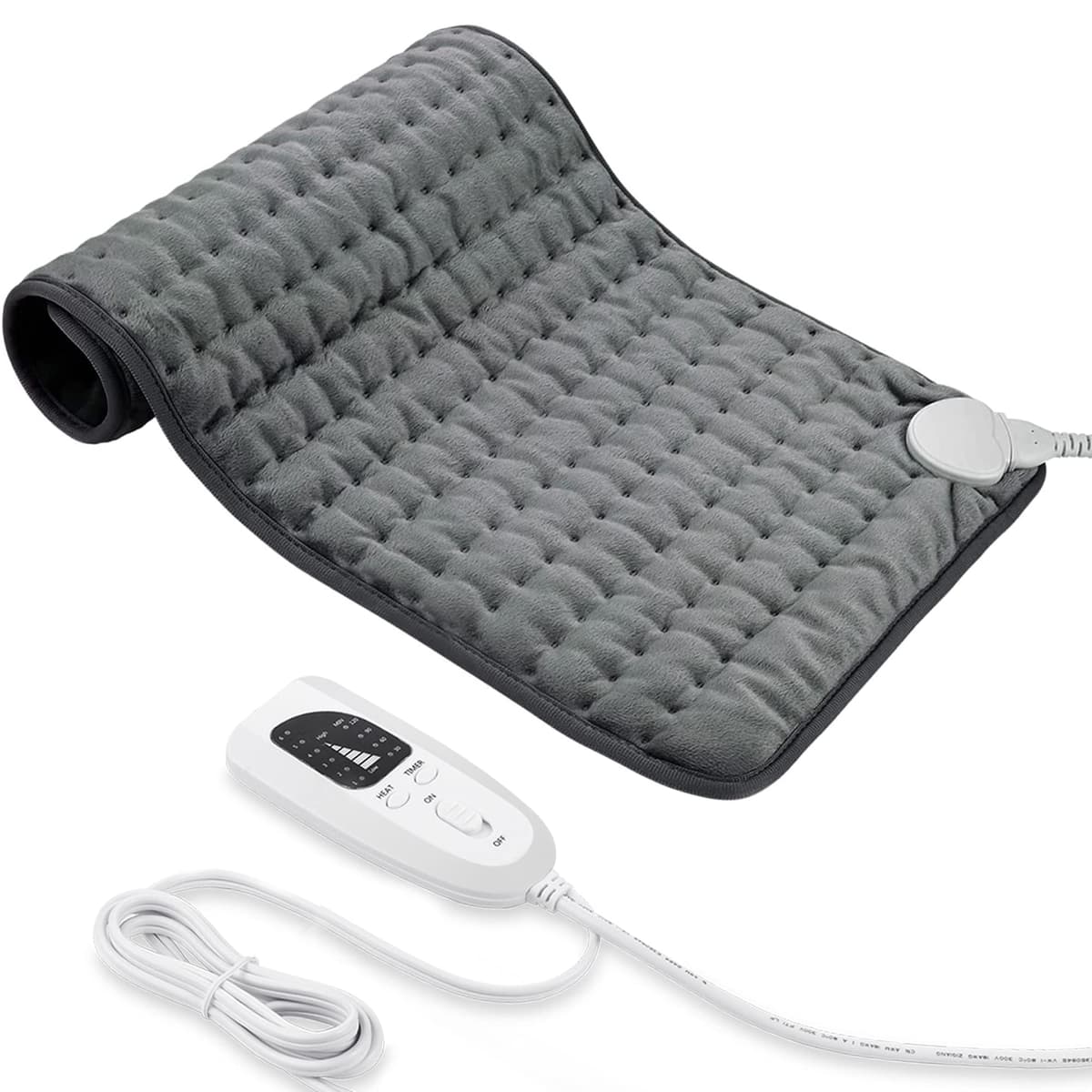 Manta Electrica，Almohadilla TéRmica,Almohadilla De Calefacción EléCtrica Con Apagado AutomáTico Y 6 Temperaturas Almohadilla De Calefacción (Gris Oscuro, 30x60cm)