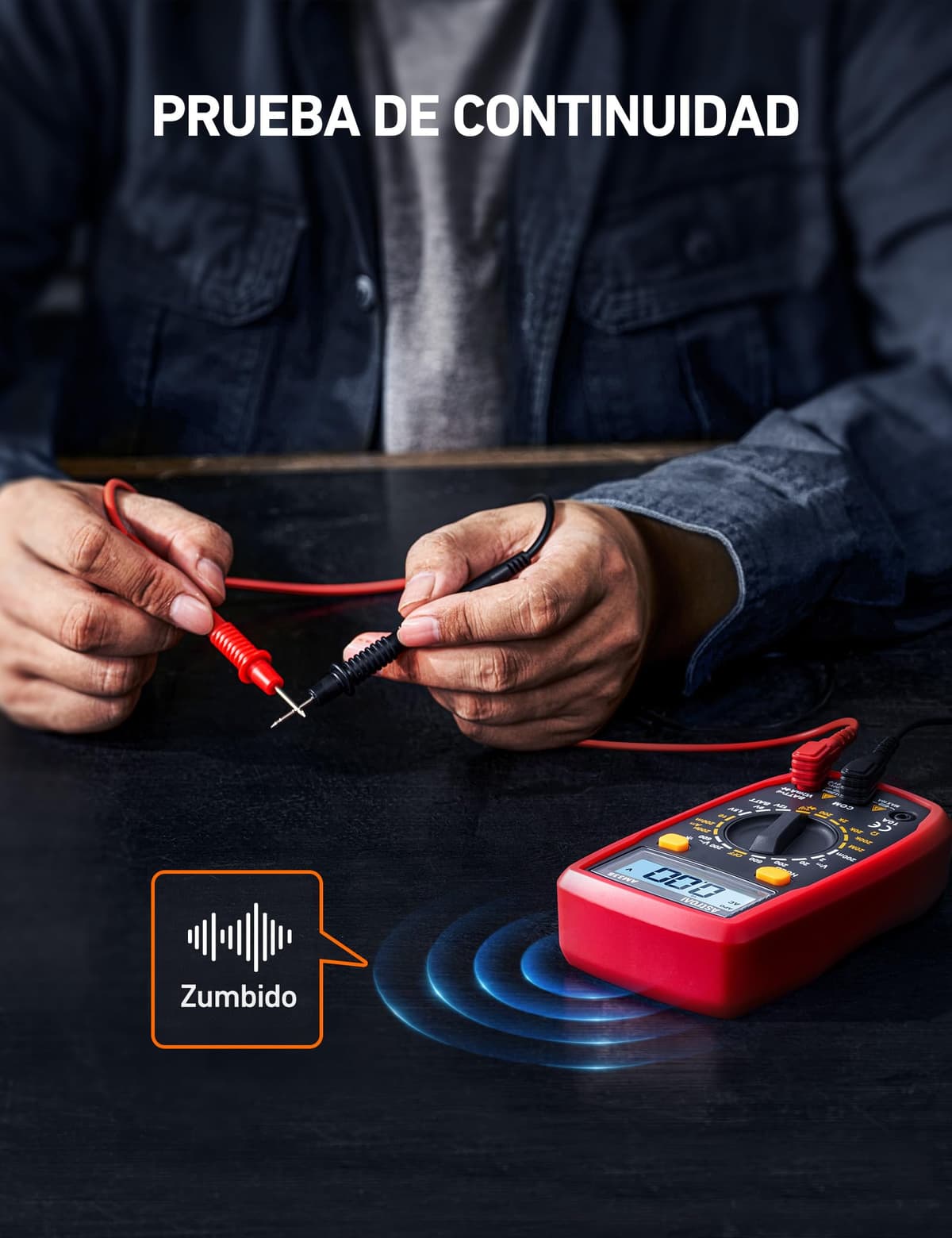 AstroAI Multímetro Digital, Polímetro Profesional, Voltímetro, Tester Electricista, Multimeter para Corriente CC, Voltaje CA/CC, Resistencia, Continuidad y Diodos de Prueba, Negro — view 4