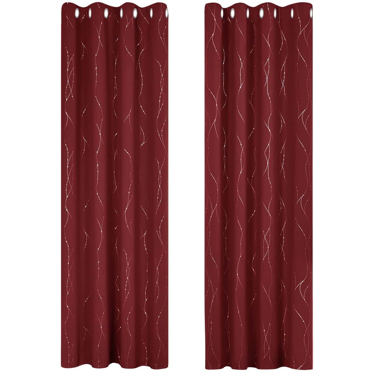 Deconovo Soft Dotted Line Foil Printed Blackout Curtains Thermal Insulated Curtains Eyelet Energy Efficiency Room Darkening Curtains for Bedroom 52 x 72 Inch Light Grey 2 Panels — view 79