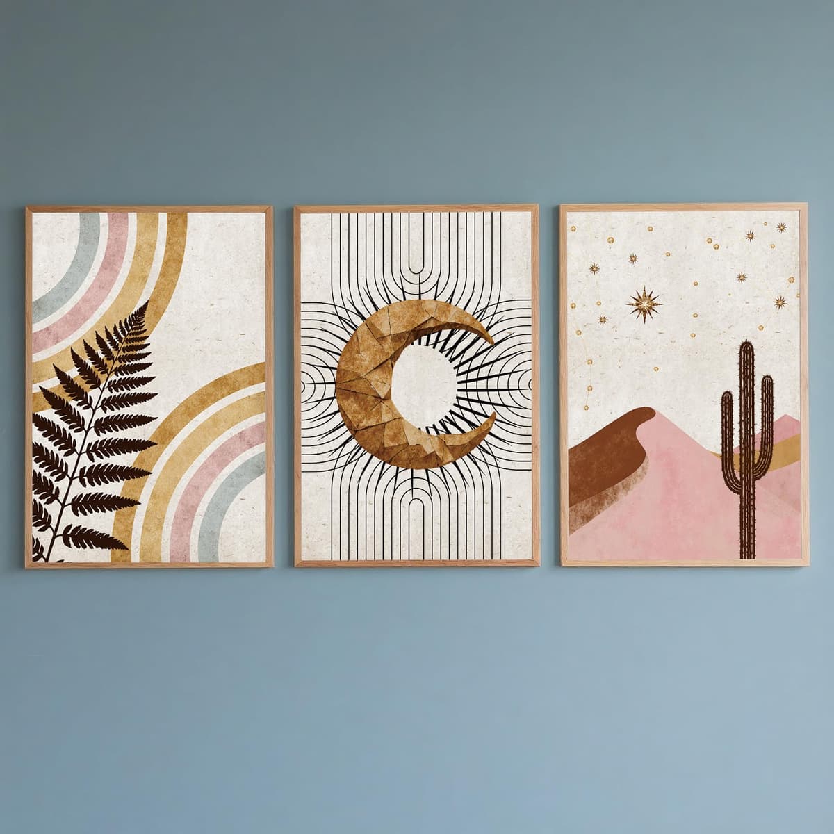 PWAAHDC Sage Green Prints Set of 3 - Boho Pictures for Living Room and Bedroom Decor, Modern Canvas Wall Art posters (Unframed A2) — view 13