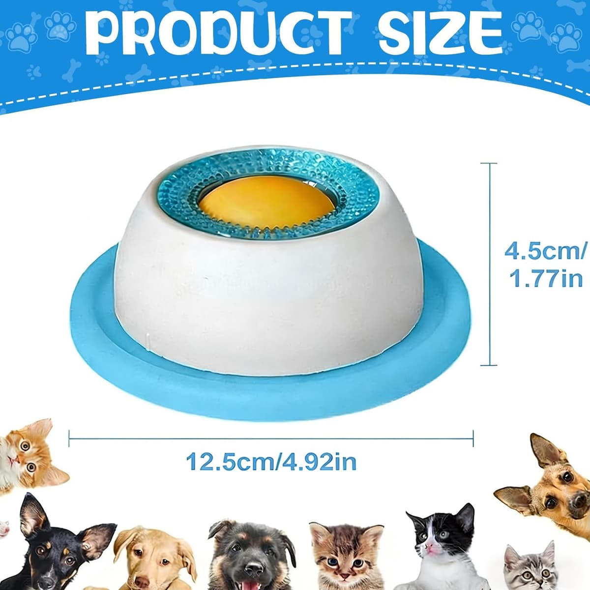 Dog Lick Bowl, Anti-Slip Dog Lick Bowl with Rotating Ball, Interactive Slow Feeding Toy Reduces Anxiety and Boredom (Blue) — view 2