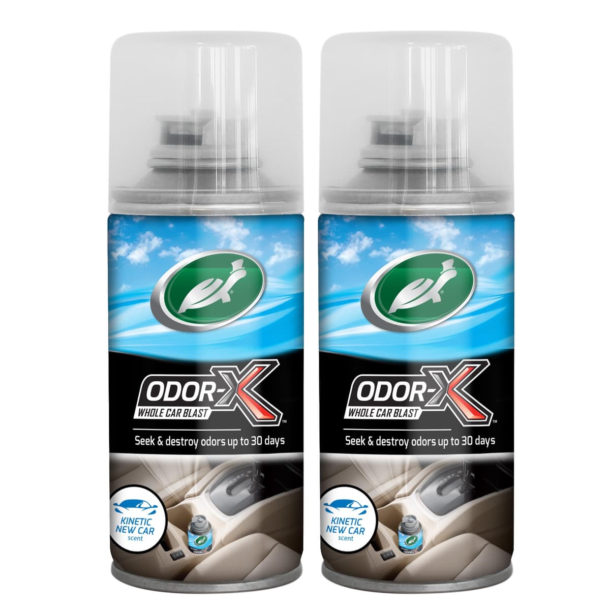 Turtle Wax Odor-X Whole Car Blast Car Air Freshener, New Car Scent, One-time Use Odour Eliminator, Removes Unwanted Smells Permanently, Car Fragrance Lasts up to 30 Days, 50ml, Pack of 2
