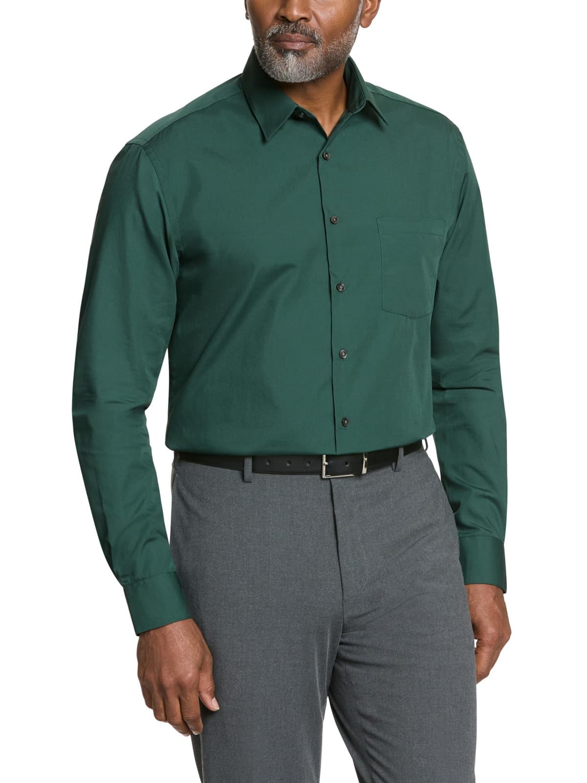 Van Heusen Mens Dress Shirt Regular Fit Poplin SolidDress Shirt — view 13