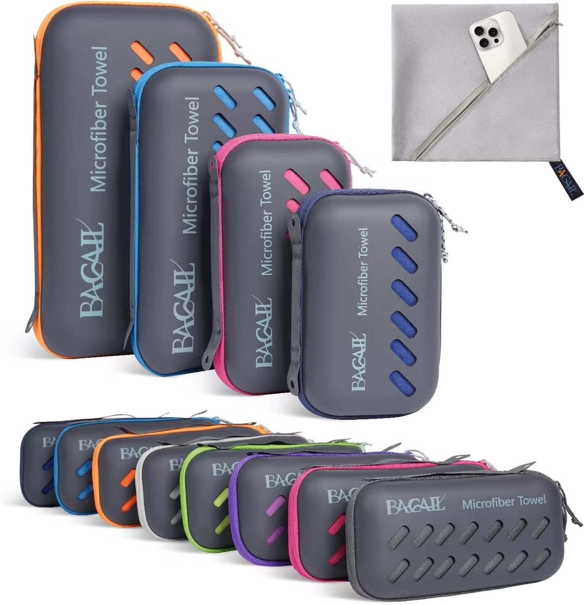 BAGAIL Toallas de Viaje de Microfibra, Toallas de Campamento, Toallas de baño y Toallas de Playa, Secado rápido - Súper absorción de Agua - Súper Compacto, Muy Adecuado para el Deporte y el Fitness — view 23